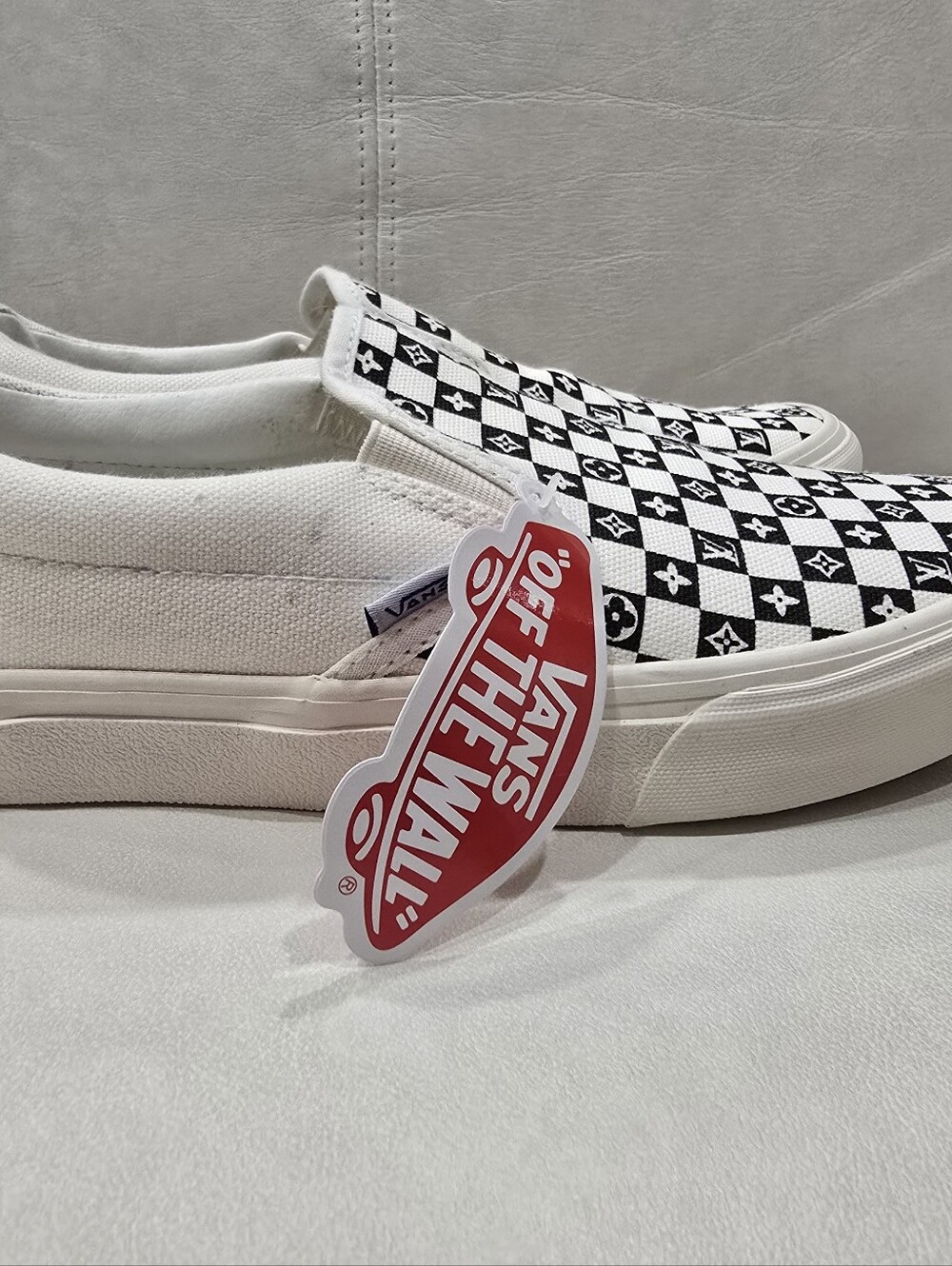 Louis Vuitton Vans Slip-On Sneakers - White & Black - Men's 5.5 Women's 7